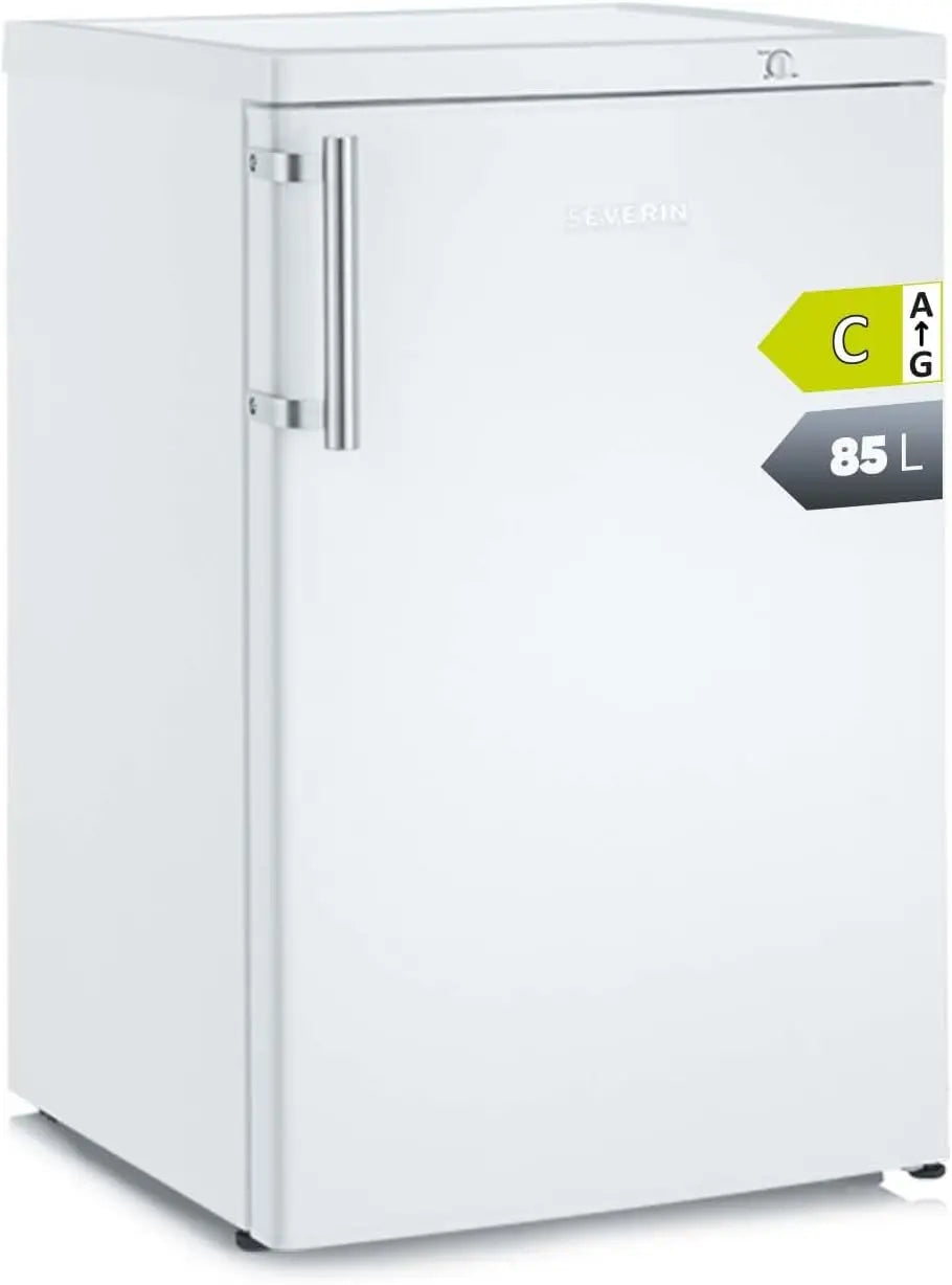 Congelador Severin pequeño vertical, 85 l, mini congelador de 4*, 3 cajones, bisagra de puerta reversible, enfría de -14 a -30°C, silencioso, blanco