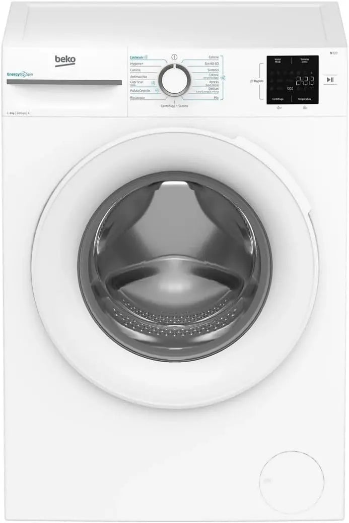 Beko Lavatrice 8kg Energy Spin A Inverter Vapore 1200giri Bmwu3821w, blanco
