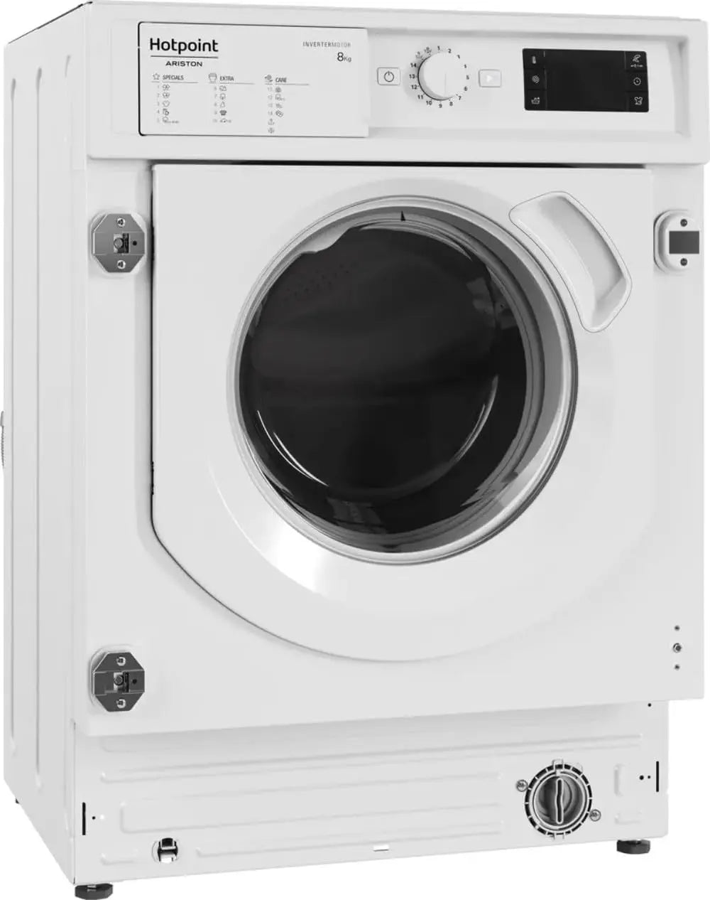 Lavadora Hotpoint BIWMHG8146EU, Hublot Empotrable, capacidad 8 kg, carga frontal, 1400 rpm, motor inducción, antimanchas, inicio diferido, blanco