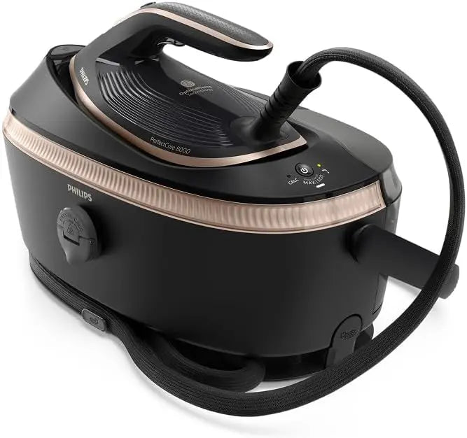 Centro de planchado Philips PerfectCare 8000 Series, al vapor, 215 g de vapor continuo, 750 g, fácil de llevar, OptimalTEMP, SteamGlide Elite, negro
