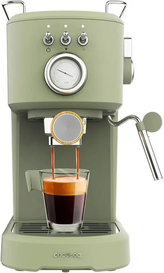 Cafetera Cecotec Espresso Compacta Power Espresso 20 Retro verde. 1100 W, 20 Bares, Vaporizador Orientable, verde