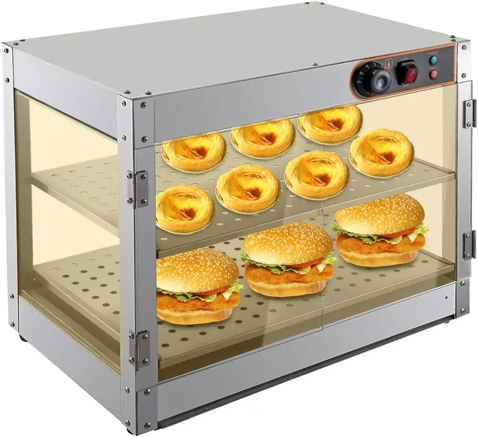Vitrina WEIGR Catering, para mostrador caliente con iluminación, 800 W, 30-85 °C, ajuste termostático, para cantinas, panaderías, cafeterías
