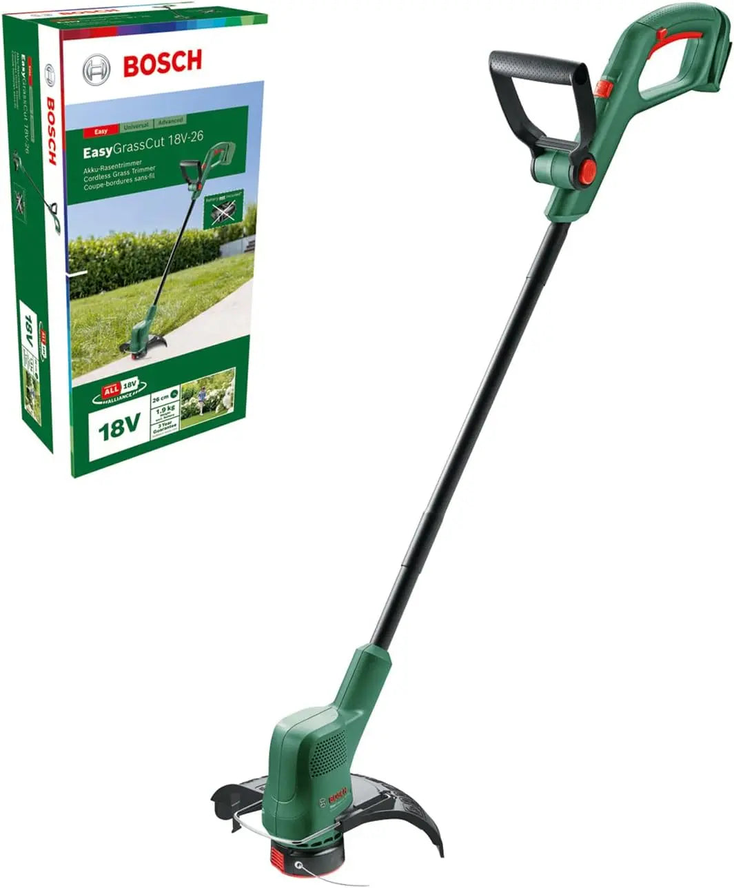 Bosch Cortadora de césped inalámbrica EasyGrassCut 18V-26, verde