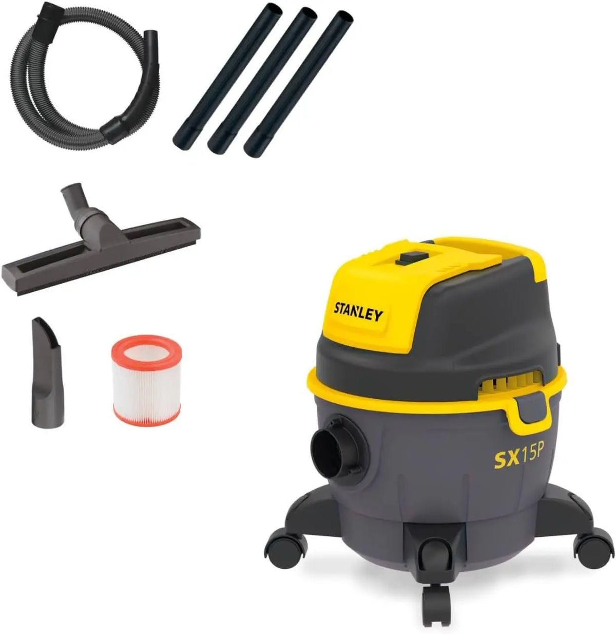 Aspiradora STANLEY Multiuso SXVC15PE de sólidos y líquidos (1000 W, 15 l), negro