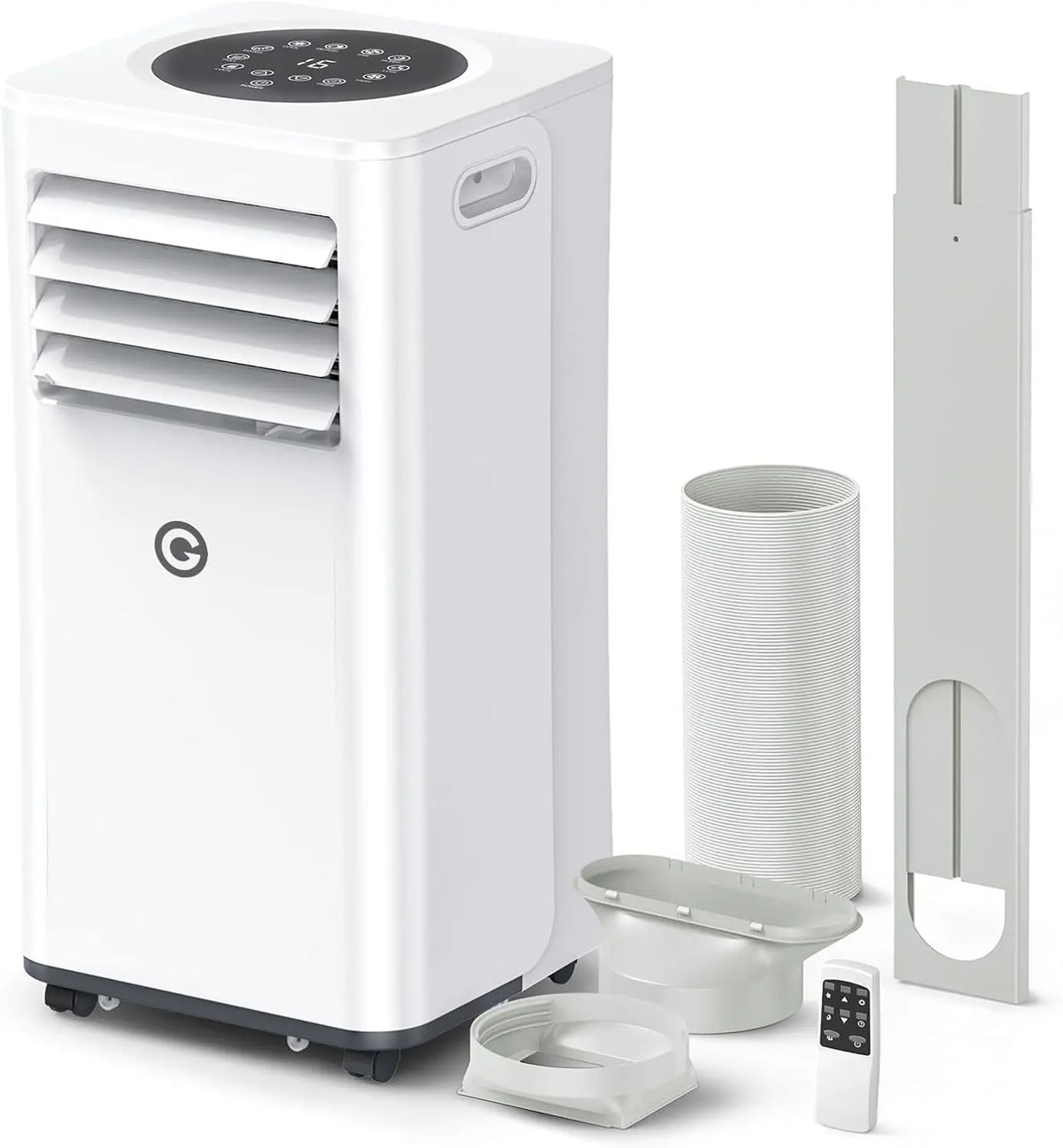 Aire acondicionado KGOGO 9000 BTU Aire Acondicionado Portátil, 4 en 1: Refrigeración, Ventilador, Deshumidificador y Modo Sueño, Silencioso, gris