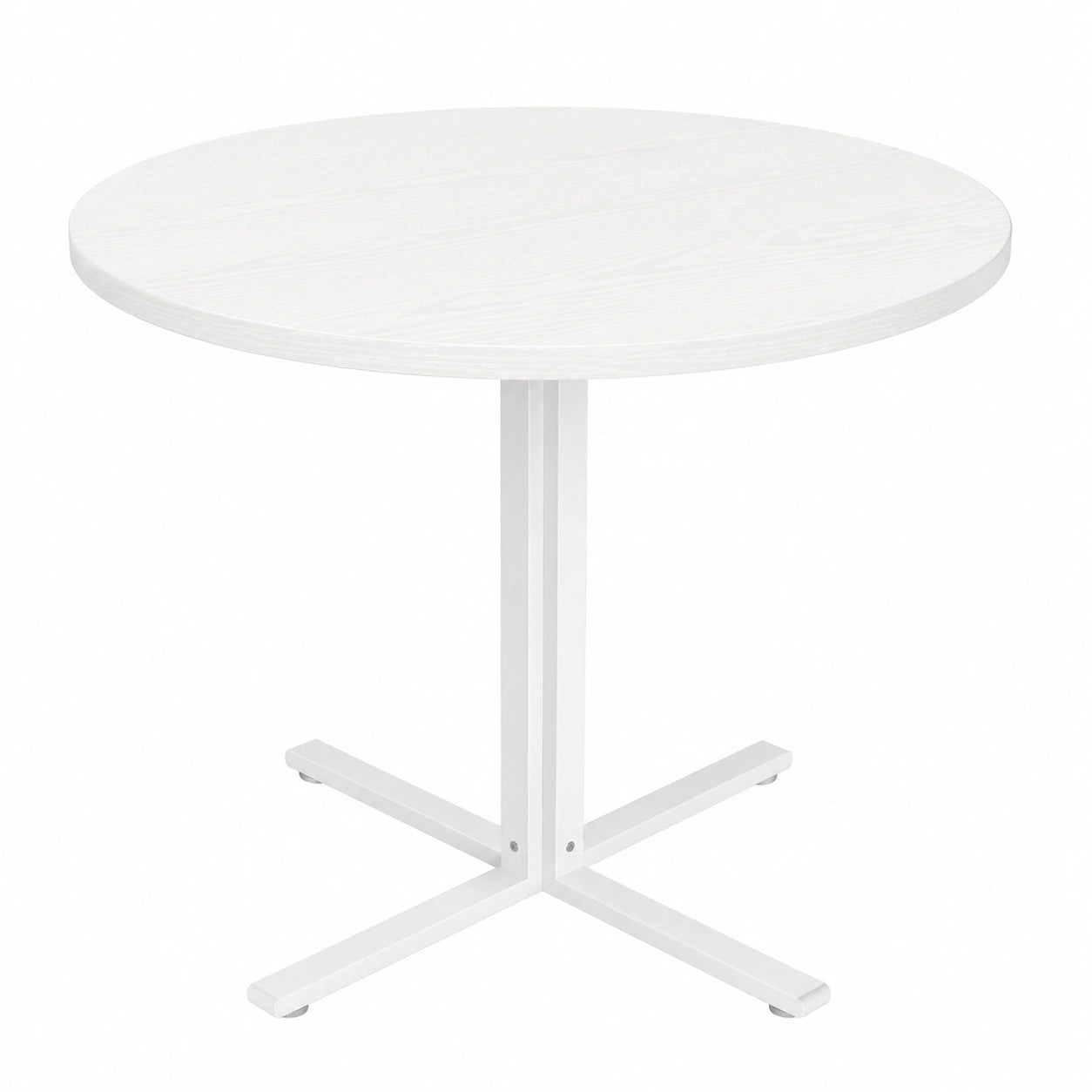 Tavolo Rotondo per Sala da Pranzo, 4 Posti, Stile Rustico, Resistente all'Acqua, Bianco Neve, 80 cm
