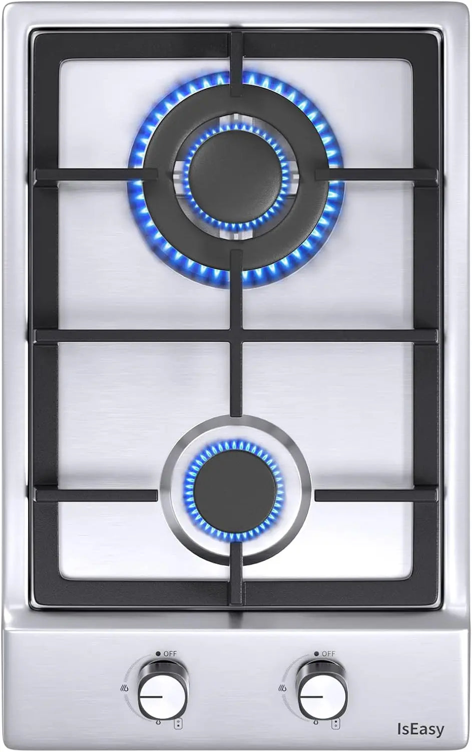 Placa de cocina IsEasy Placa de cocción de gas - Autosuficiente placa de gas con 2 quemadores - Cocina empotrable, negro