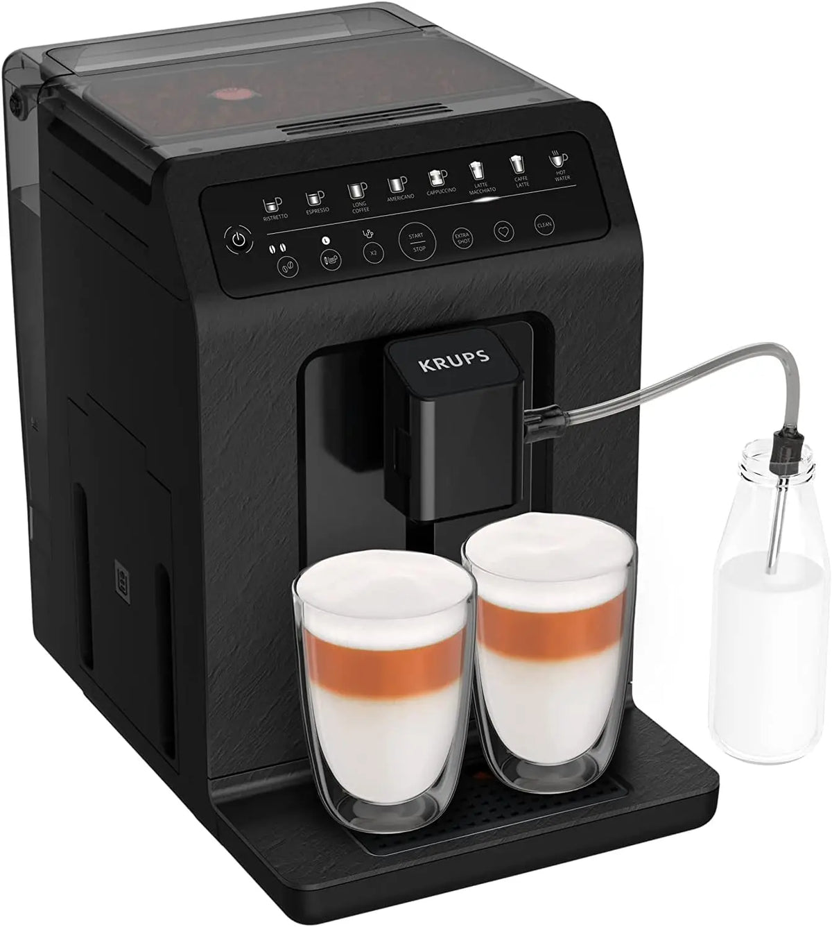 Cafetera KRUPS Evidence EA897B Cafetera superautomática 15 bares, 8 Programas café, 5 Grados de molienda, Programa limpieza, negro