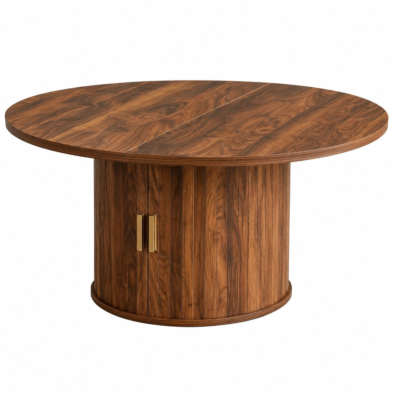 Tavolo da pranzo rotondo estensibile con base decorativa e cassetto