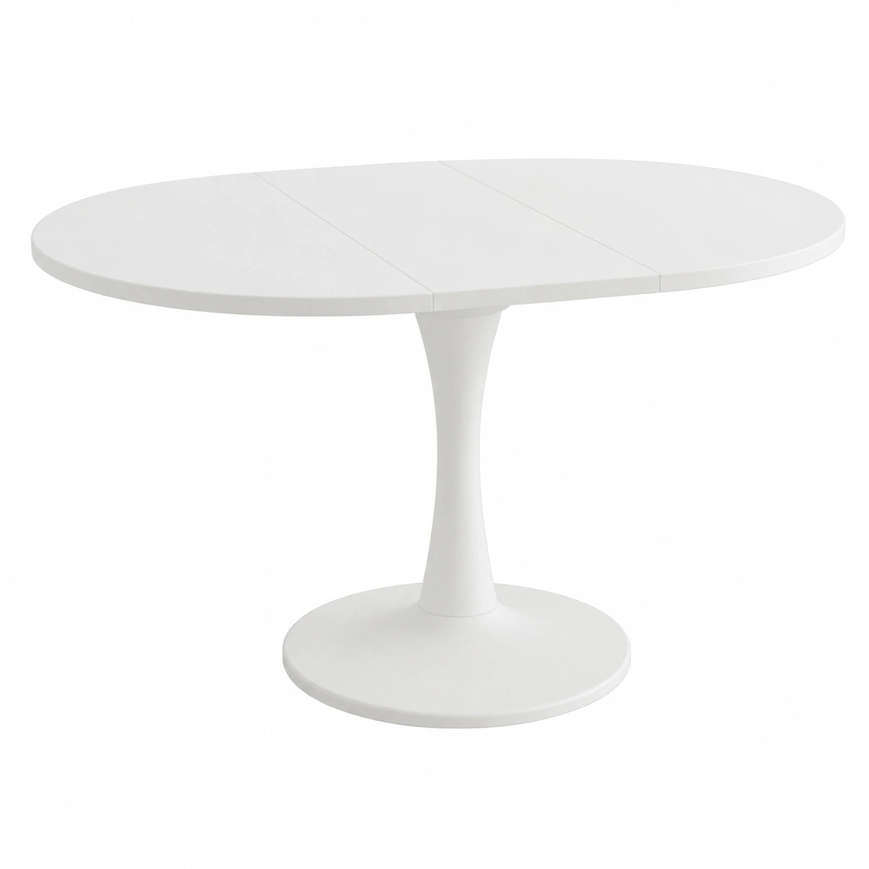 Tavolo rotondo allungabile bianco per sala da pranzo, 100-140 cm, 2-6 persone