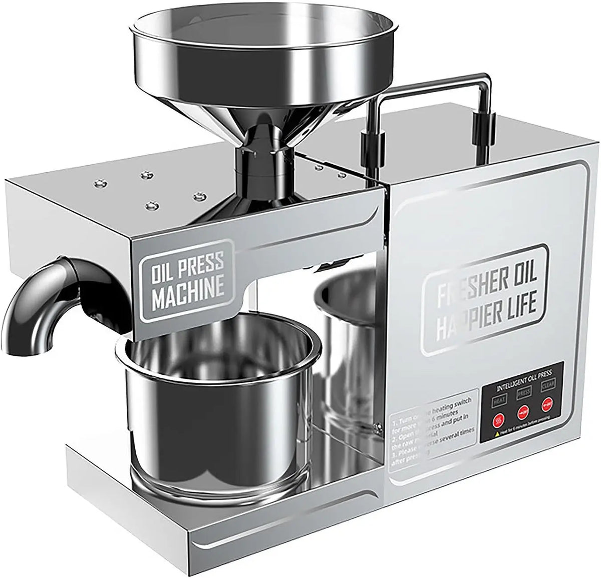 Exprimidor ALSUP Prensa Aceite Oliva Eléctrica Mini Almazara, Acero Inoxidable 304, 2 Modos Frío/Caliente, Exprimidor Automático Casero Comercial