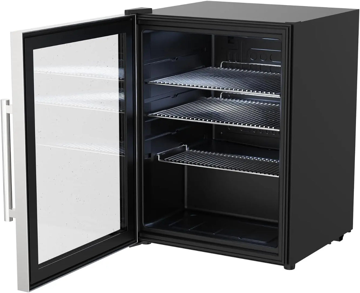 Frigorífico cozze Refrigerador exterior con marco de acero inoxidable (60 litros), refrigerador de bebidas al aire libre para jardín, negro