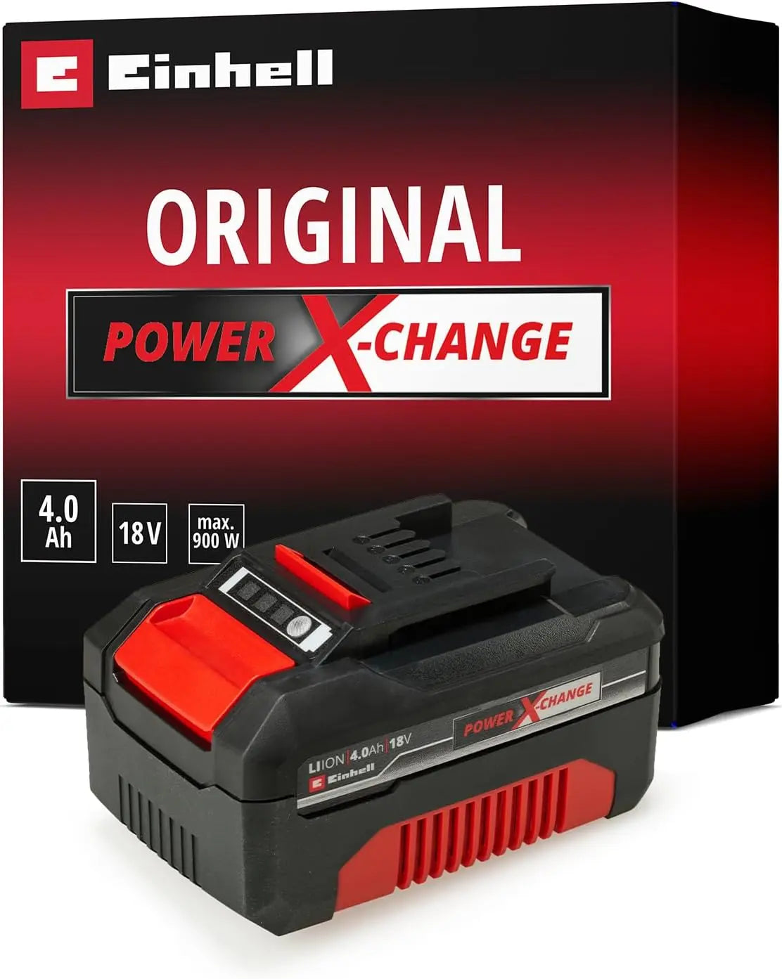 Einhell Original Batería PXC de 18 V y 4,0 Ah, rojo