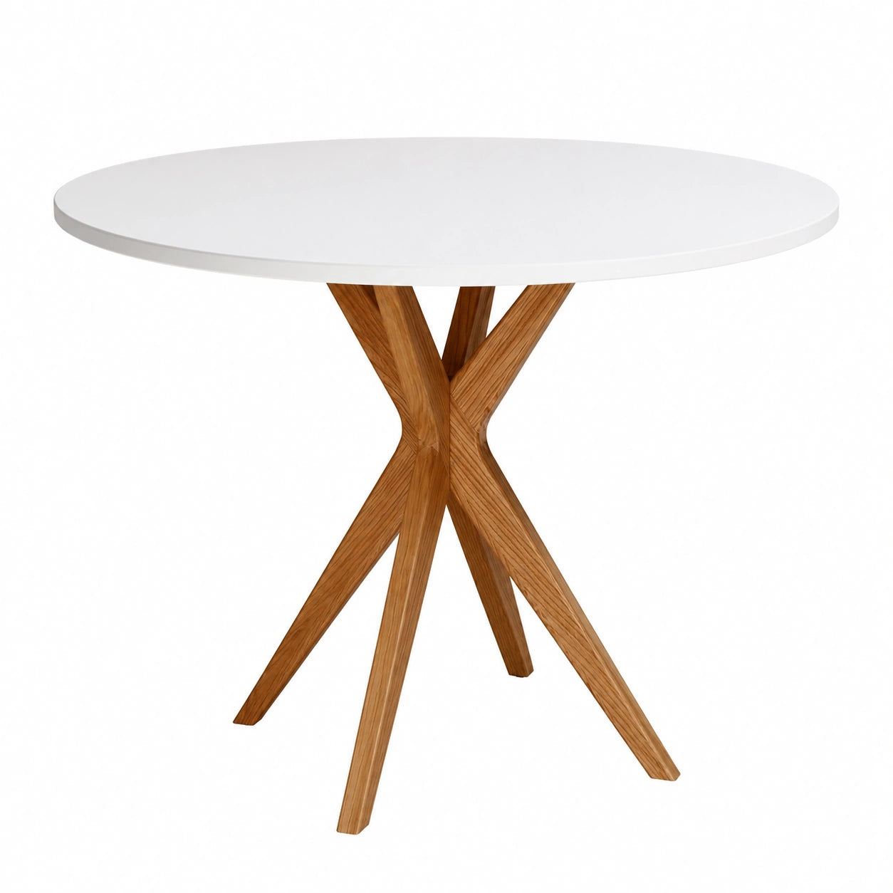 Tavolo Rotondo in Rovere Bianco da 80 cm per Sala da Pranzo