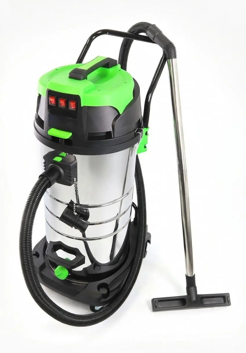 Aspiradora JOMAFA industrial seco y humedo 3600 W triple motor acero inox. 100 L, negro