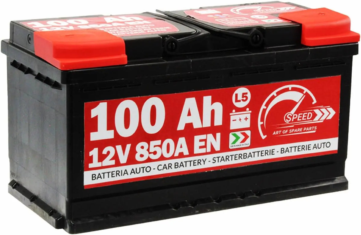 Batería de automóvil SPEED ART OF SPARE PARTS Batería de arranque para coche original SMC marca Speed L5 100 Ah 12 V 850A, negro