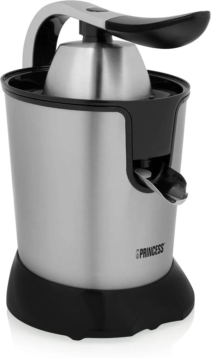 Lavavajillas Princess Exprimidor de Cítricos de Acero Inoxidable, 1000W, 2 Conos, Filtro de Pulpa Ajustable, Boquilla Anti-Goteo, plata
