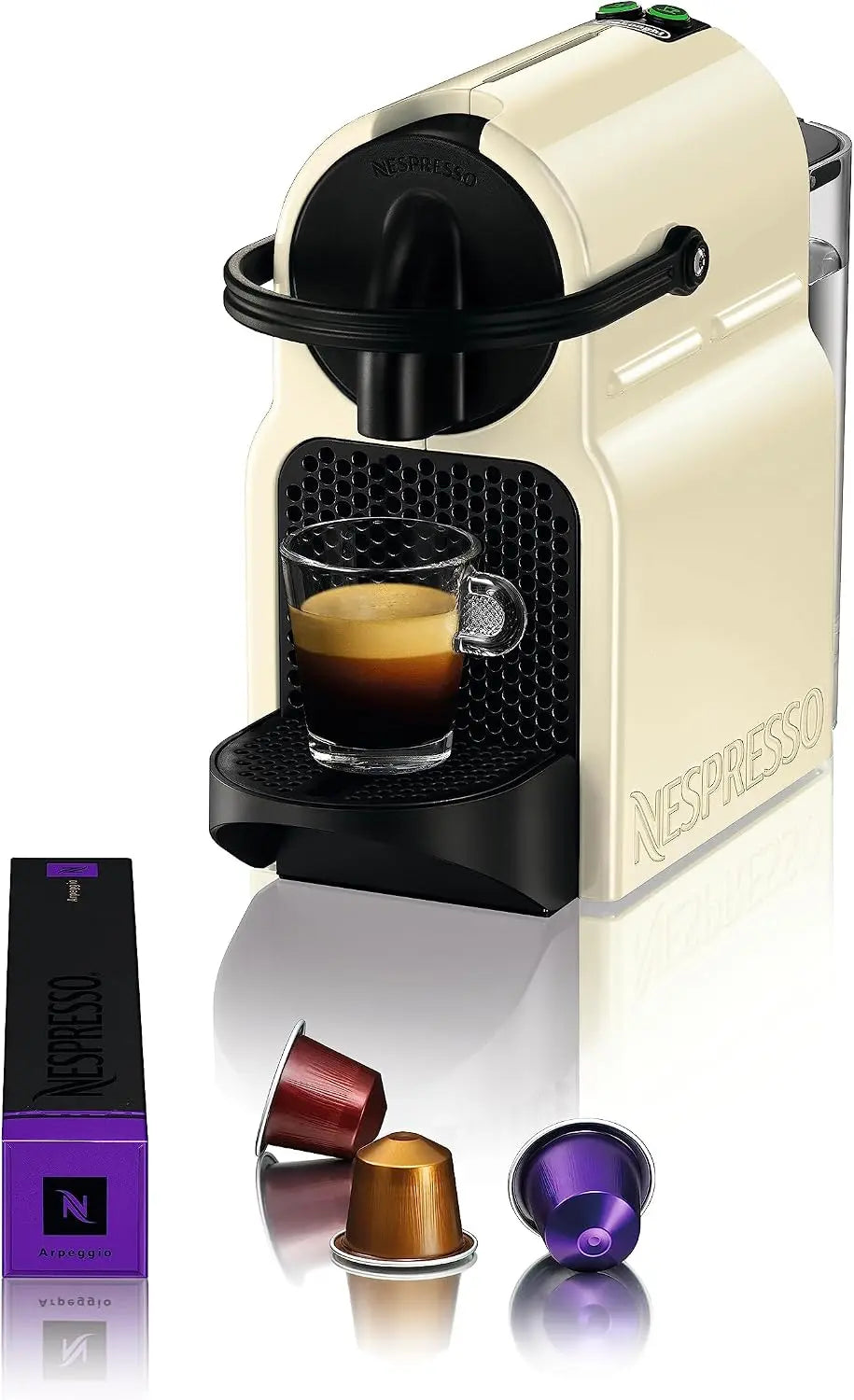 Cafetera Nespresso De'Longhi Inissia EN80.CW, monodosis de cápsulas Nespresso, 19 bares, apagado automático, color crema
