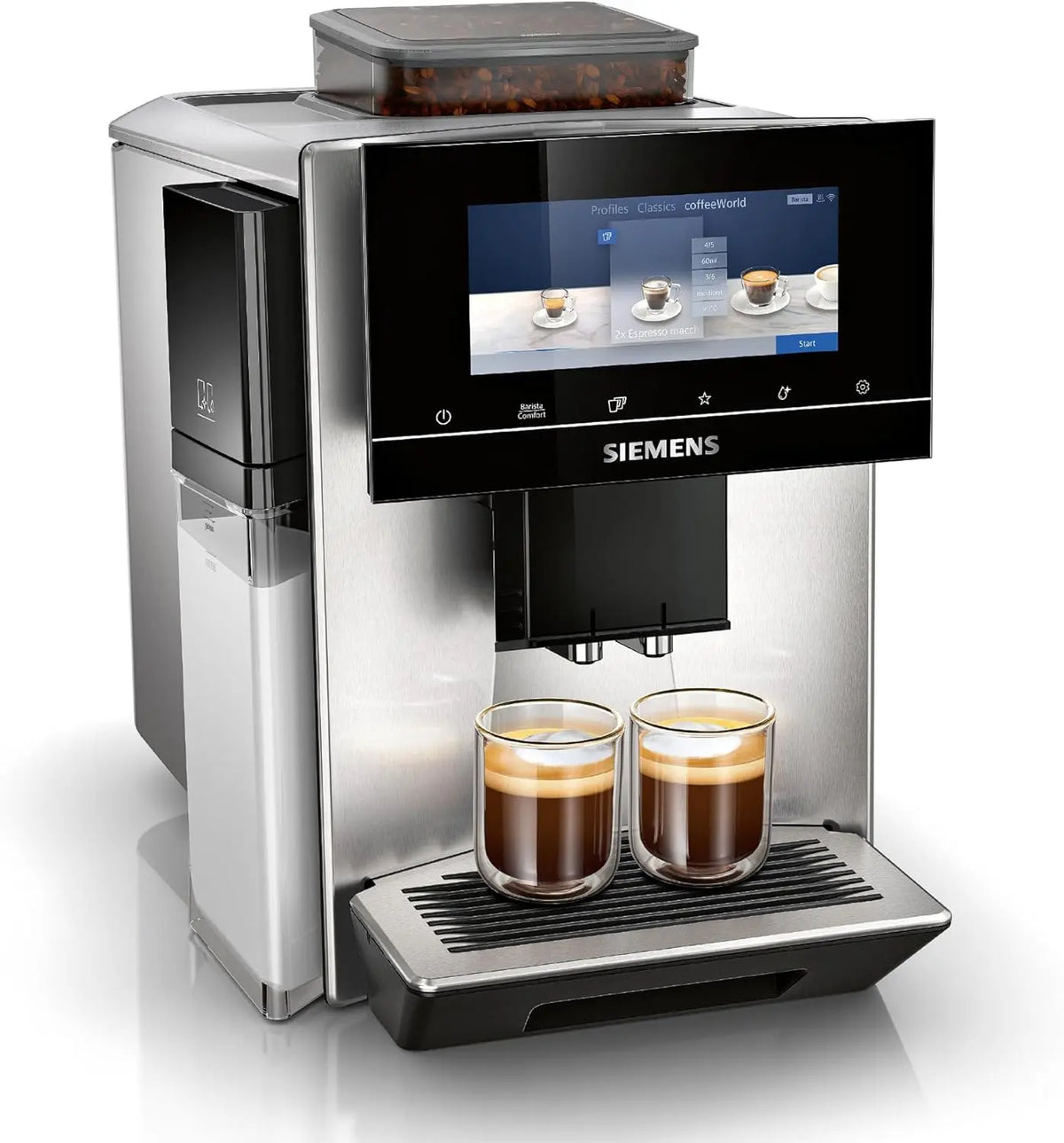 Cafetera SIEMENS automática EQ900 Plus TQ903DZ3, 36 especialidades de café internacionales, grado de molienda individual, control de aplicación