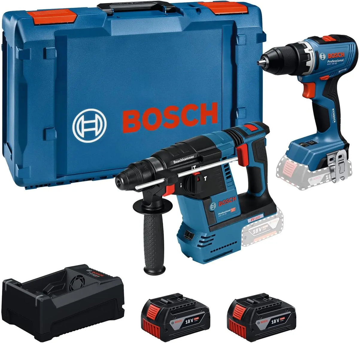 Bosch Professional Bosch PRO sistema de 18 V Combo Kit: GSR 18V-65 + GBH 18V-26, azul