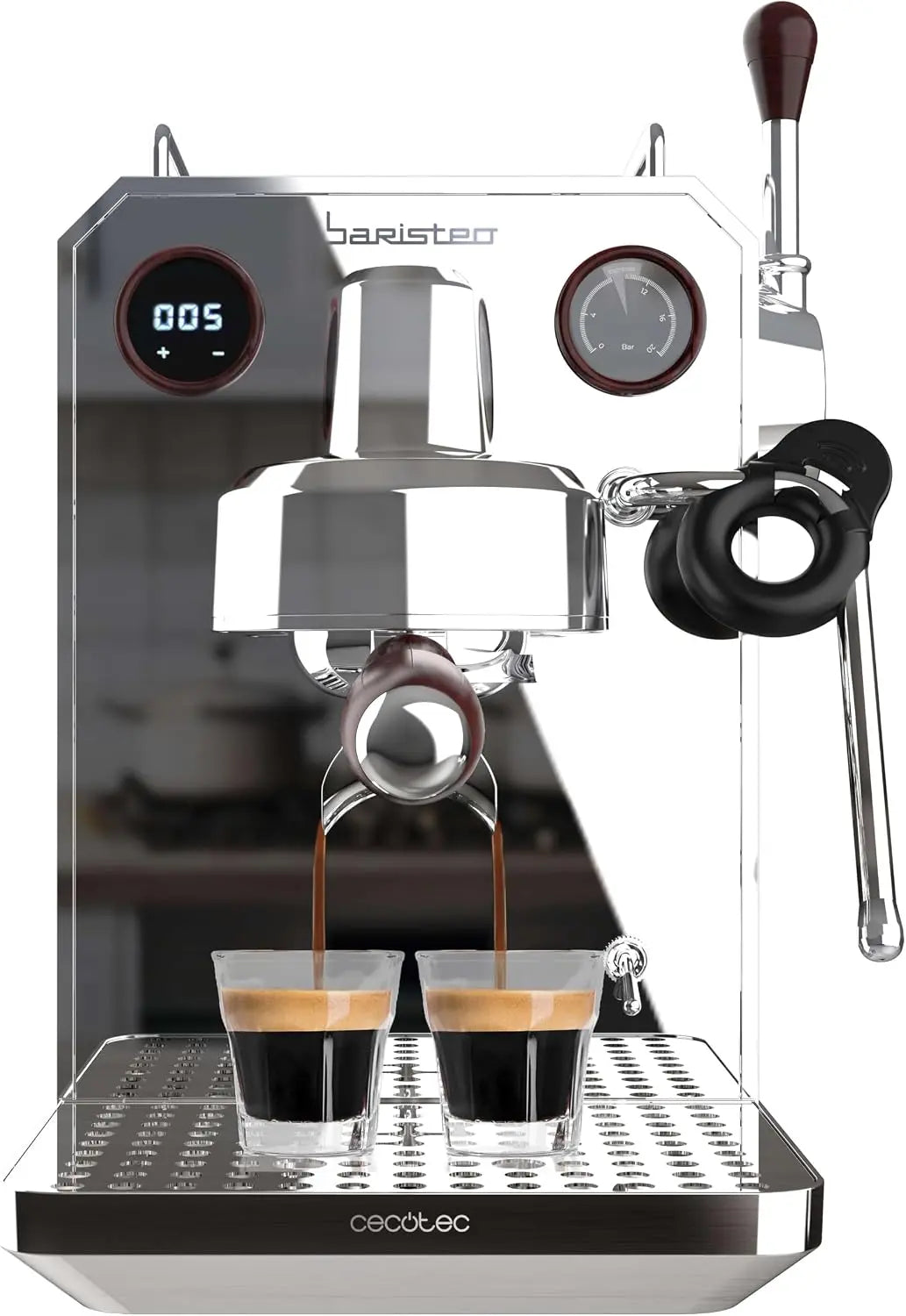 Cafetera Cecotec Express Barista Baristeo Intima, Cafetera Espresso Barista Profesional, Sistema de Pre-Infusión, Bomba de 15 Bares, negro