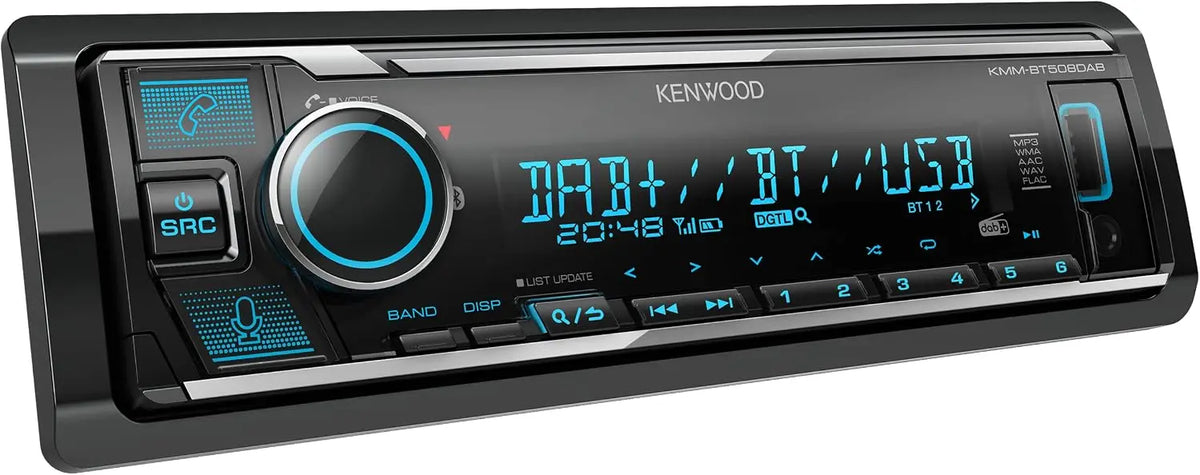 Kenwood Radio con Bluetooth para Coche, Compatible con Spotify y Alexa - Autorradio 1 DIN Extraíble con Entrada USB y Aux, negro