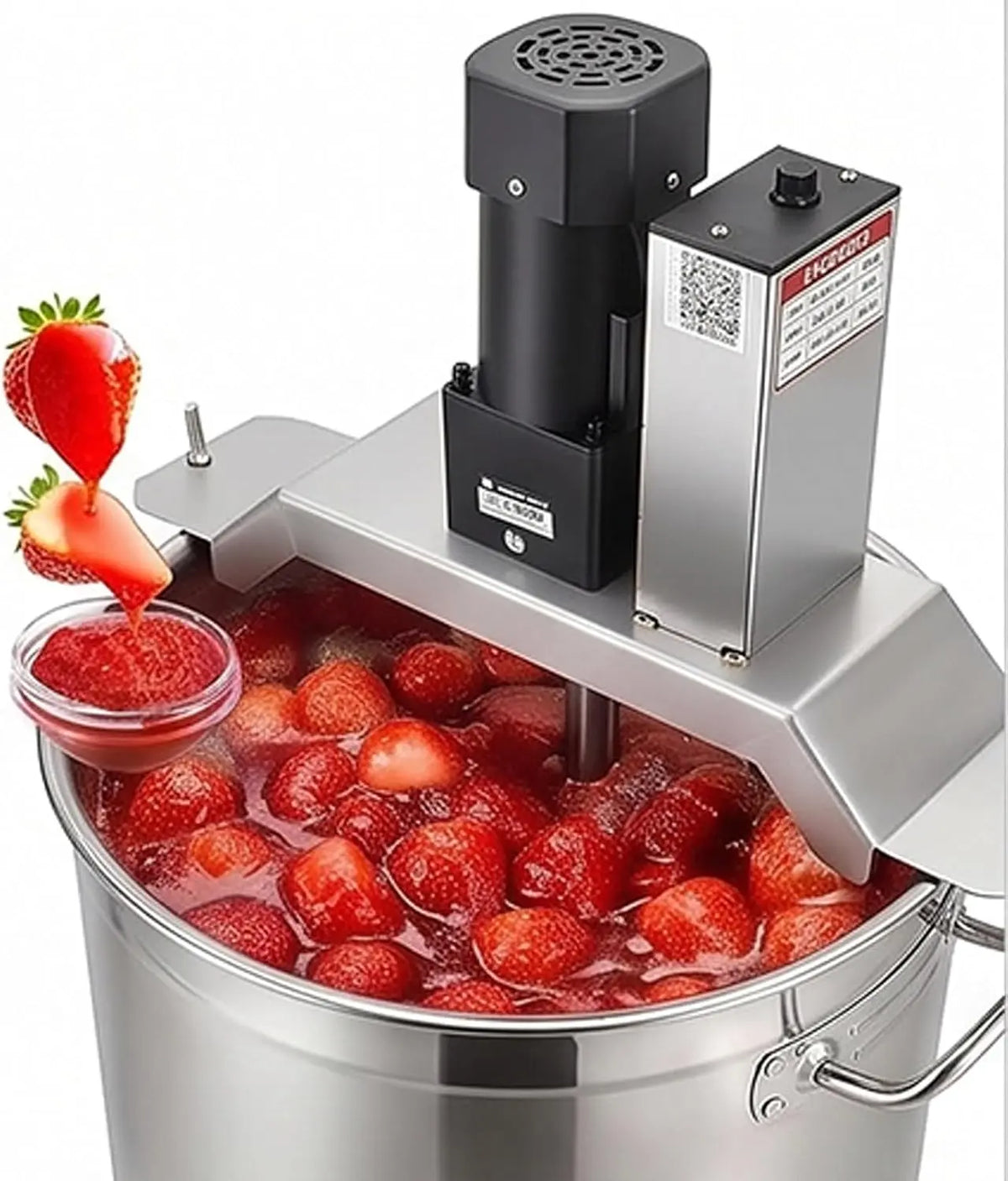 Kindevieft Olla de cocción automática con agitador/Olla de Calentamiento Directo con agitador automático: para mermeladas, Salsas, Rellenos 25L, gris