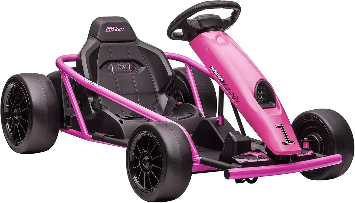 Kart eléctrico HOMCOM Aosom Kart eléctrico Infantil 24V con derrape, Doble Motor, hasta 13 km/h, Asiento Ajustable, Arranque Suave, rosa
