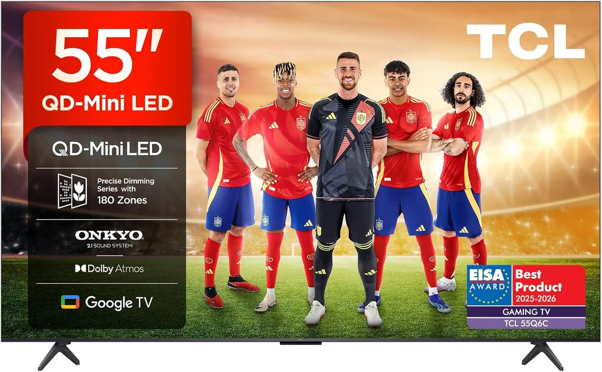 Televisor TCL 55Q6C 55 Pulgadas QD-Mini LED 4K HDR10+ televisor inteligente, Google TV, negro