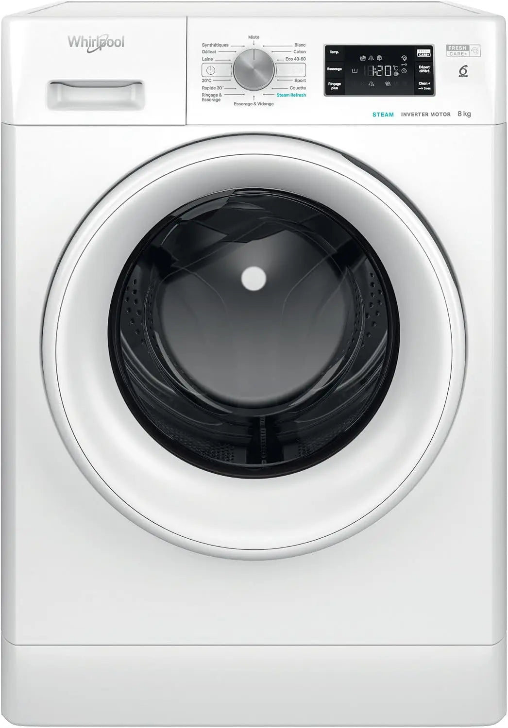 Lavadora Whirlpool ojo de buey 8 kg 1400 rpm FFBS8469WVFR, blanco