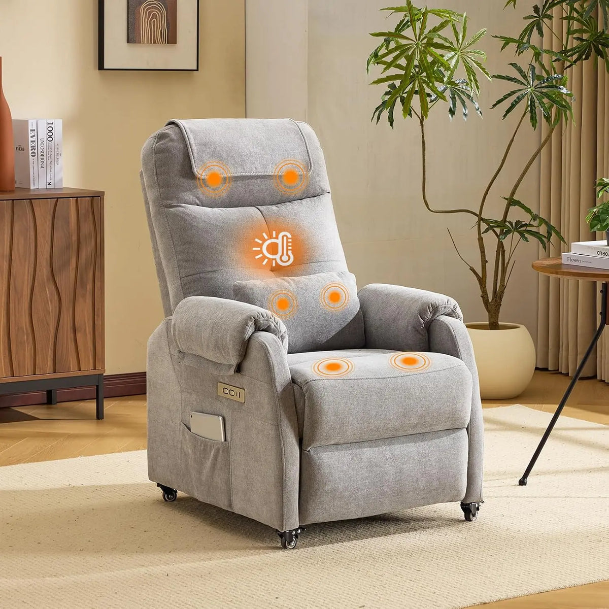 Sillón de masaje Bonnlo Sillón de relax, sillón de televisión, sillón de masaje eléctrico con función reclinable, sillón de TV, naranja