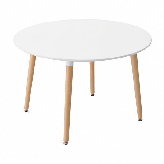 Tavolo da Pranzo Rotondo Martha 120 cm Bianco in Stile Scandinavo per 4 Persone