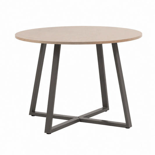 Tavolo da Pranzo Rotondo 110 cm con Gambe in Metallo e Piano in Laminato per 4 Persone - Modello Damiano