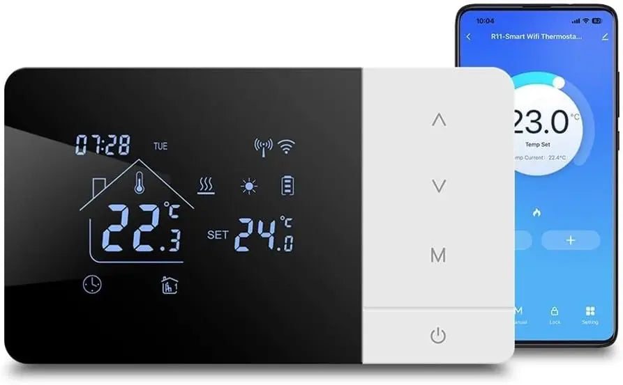 Generic Termostato de calefacción y refrigeración programable WiFi compatible con la aplicación Tuya Life y Alexa, negro