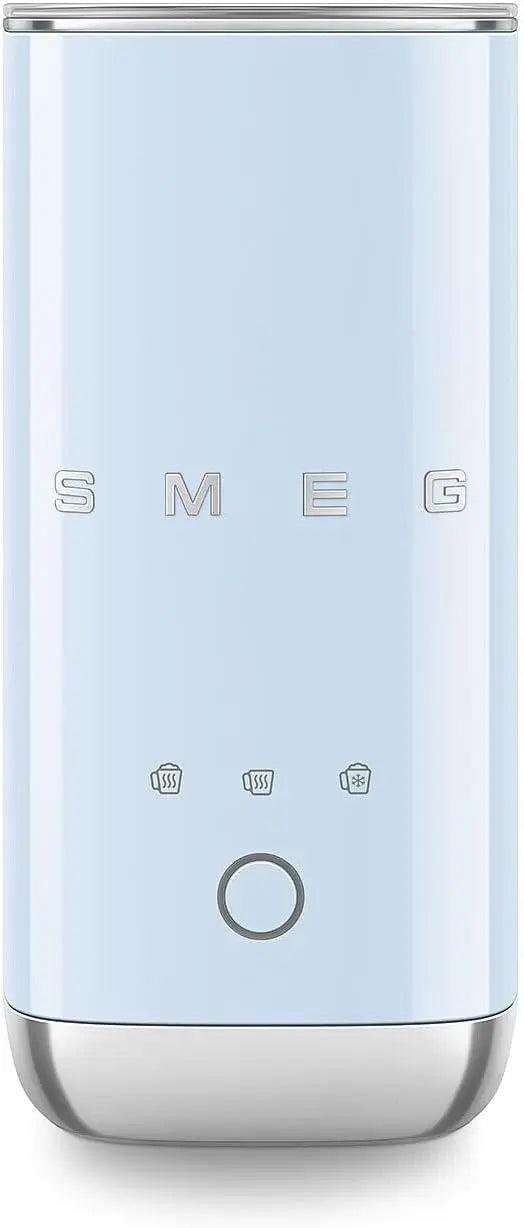 Espumador de leche Smeg Eléctrico MFF02PBEU, 3 Funciones Bebida, Batidor Desmontable, Revestimiento Cerámico Antiadhesivo, 500 W, Azul Azur