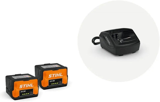 Stihl Juego de batería para principiantes (incluye 2 baterías AK 20 y cargador AL 101), blanco