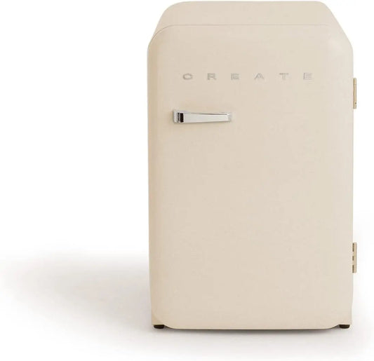 Frigorífico CREATE / RETRO FRIDGE 83.5 plateado/Frigorífico blanco roto maneta plata / 98W. bajo consumo. 2 estantes. regulador temperatura, plata