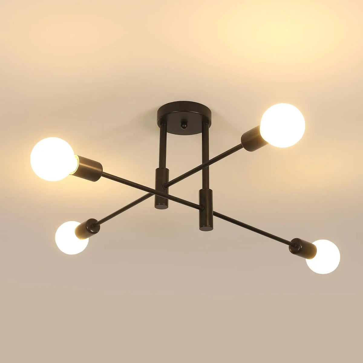 Lámpara de techo Comely Lampara de Techo Vintage Industrial, 4 Luces E27 Lámpara de Araña, amarillo