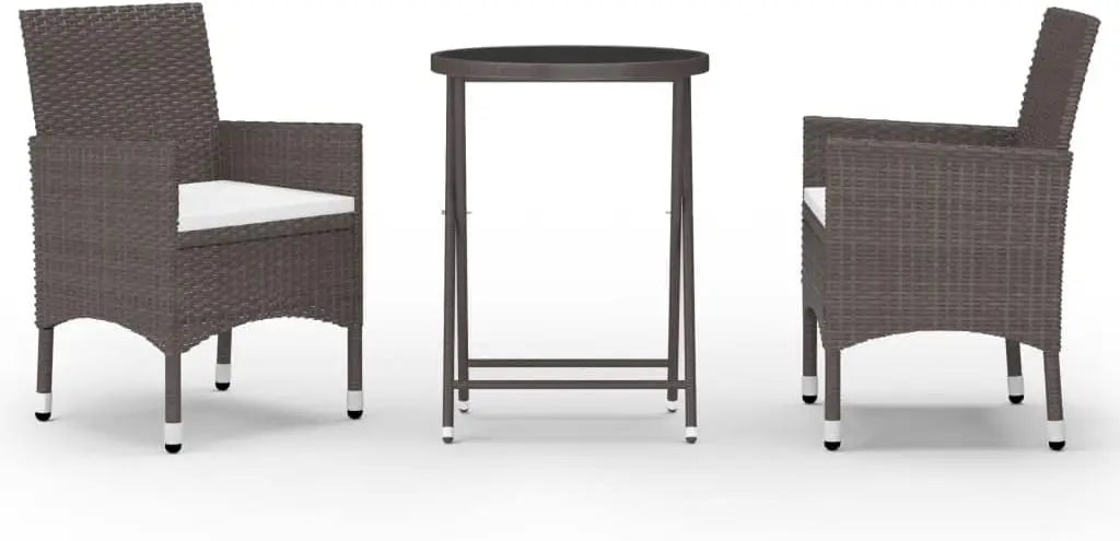 PUGYNBK conjunto Bistro Jardin 3 Piezas Ratán PE Vidrio Templado, negro