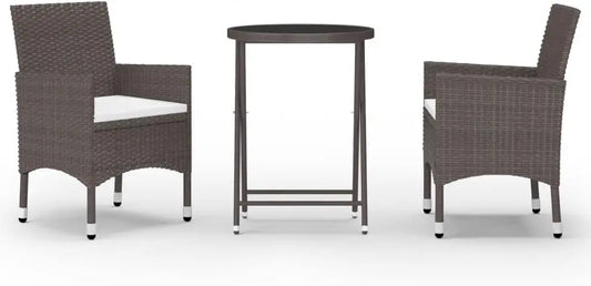 PUGYNBK conjunto Bistro Jardin 3 Piezas Ratán PE Vidrio Templado, negro