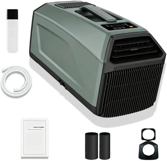 Teléfono móvil Efficieran Aire Acondicionado Portátil Doble Tubo, 5000 BTU Aire Móvil HVAC Off Grid, gris