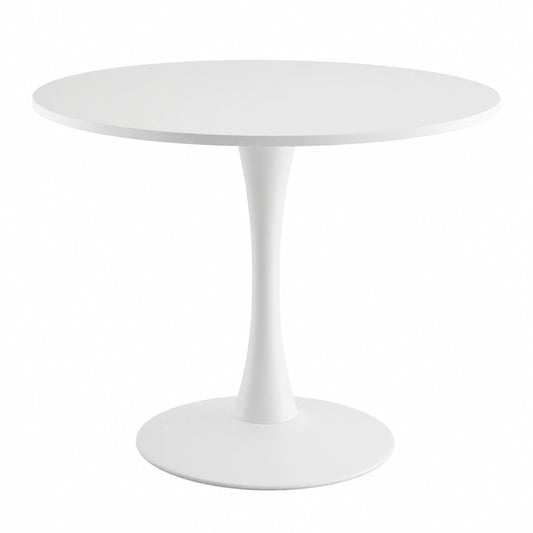 Tavolo Rotondo in Legno 800 mm con Design Tulipano, Bianco