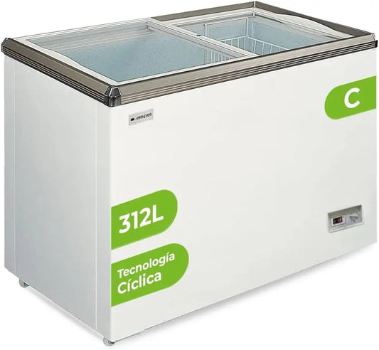 Congelador Aspes Horizontal Horeca Blanco ACHH3501DDCG. Capacidad 312 Litros, 1 Cesta, Bajo Nivel Sonoro, Eficiencia Energética Clase E, gris