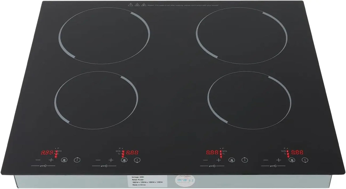 Placa de cocina KKVUIIFF Placa vitrocerámica de 4 zonas con sensor Touch Control, negro