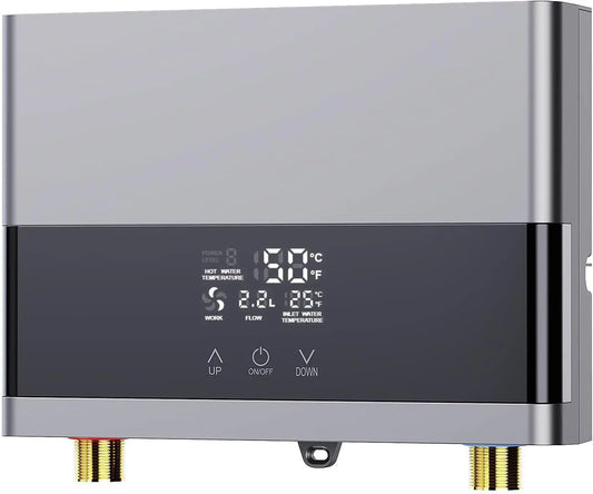 Termo eléctrico LIROPAU Calentador de Agua eléctrico Instantaneo 220v 6000w, gris