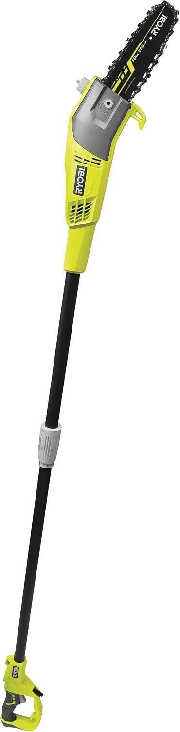 Podadora Ryobi Eléctrica de Cable 220V, 750W con Pértiga - Longitud Hoja 25cm, Cadena 40 Eslabones para Ramificación, gris
