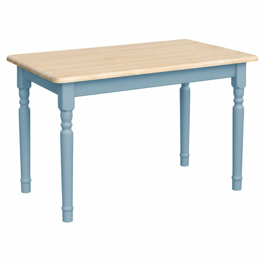 Tavolo da pranzo rustico in pino massiccio laccato blu 70x120 cm