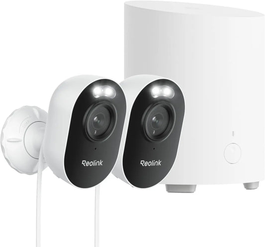 Reolink Kit Camara Vigilancia WiFi Exterior 2K Home Hub Mini Lumus, blanco