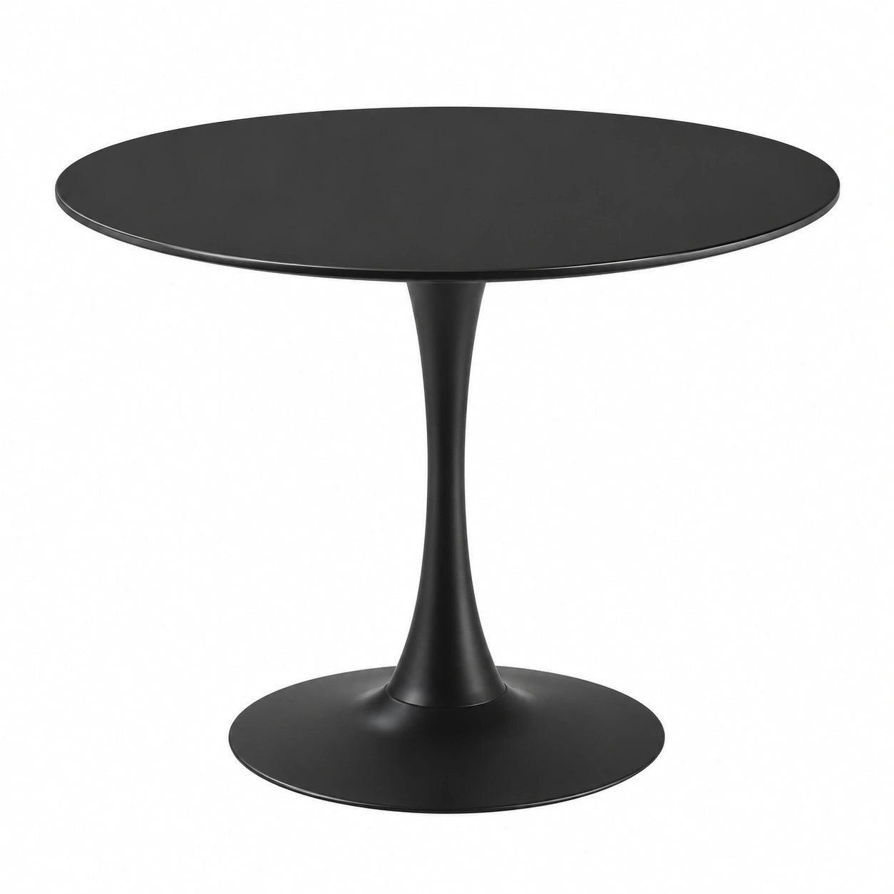 Tavolo Rotondo 90 cm Nero con Base in Metallo per 4 Persone