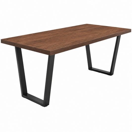 Tavolo da pranzo in legno teak con gambe trapezoidali, 220x100 cm, stile moderno